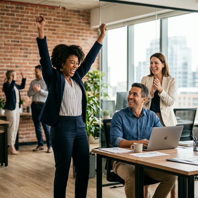 Business team celebrating successful dissolution
